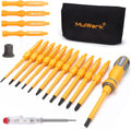 20-in-1 1000V Insulated Screwdriver Set, 12-Pcs Magnetic Phillips Slotted Square Torx Screwdriver, 4-Pcs Cabinet Utility Key & Tool Bag T780