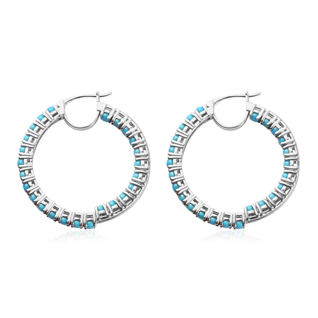 Sterling Silver Turquoise Hoop Earrings X846