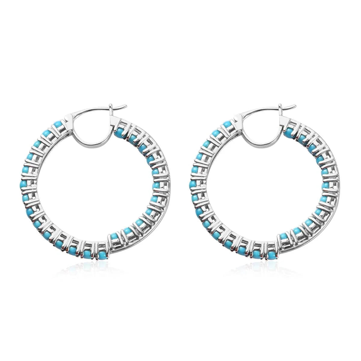 Sterling Silver Turquoise Hoop Earrings X846