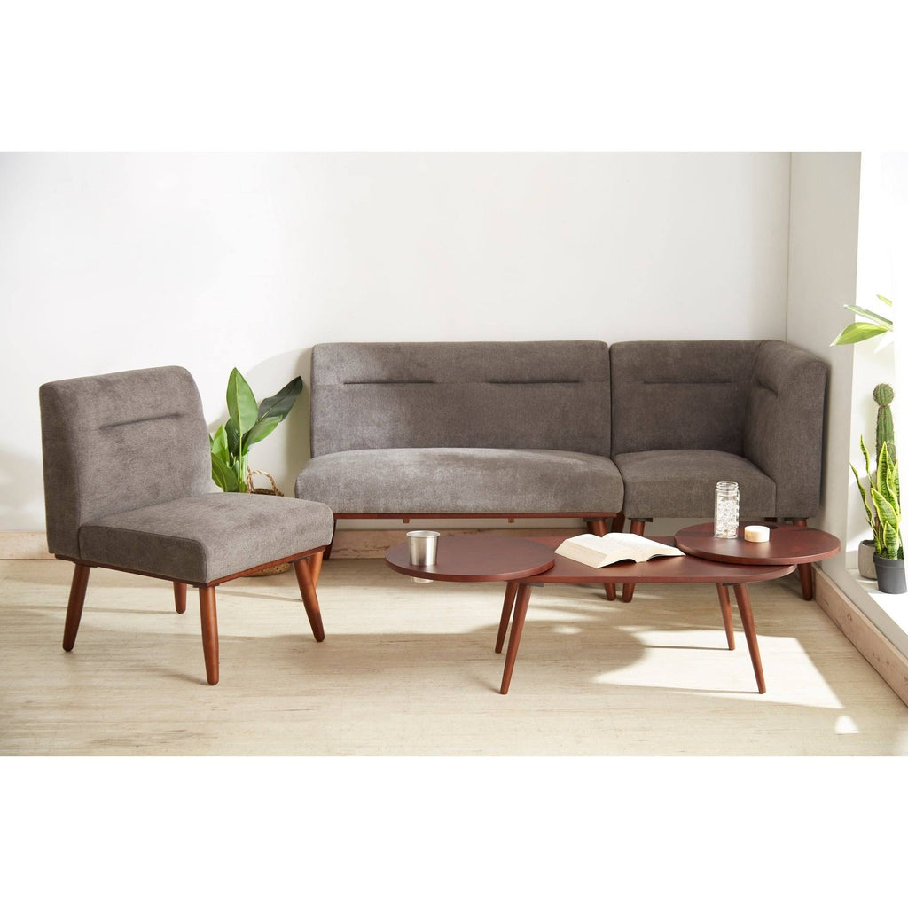 Blue/Espresso Wood Corner Sectional Sofa H787
