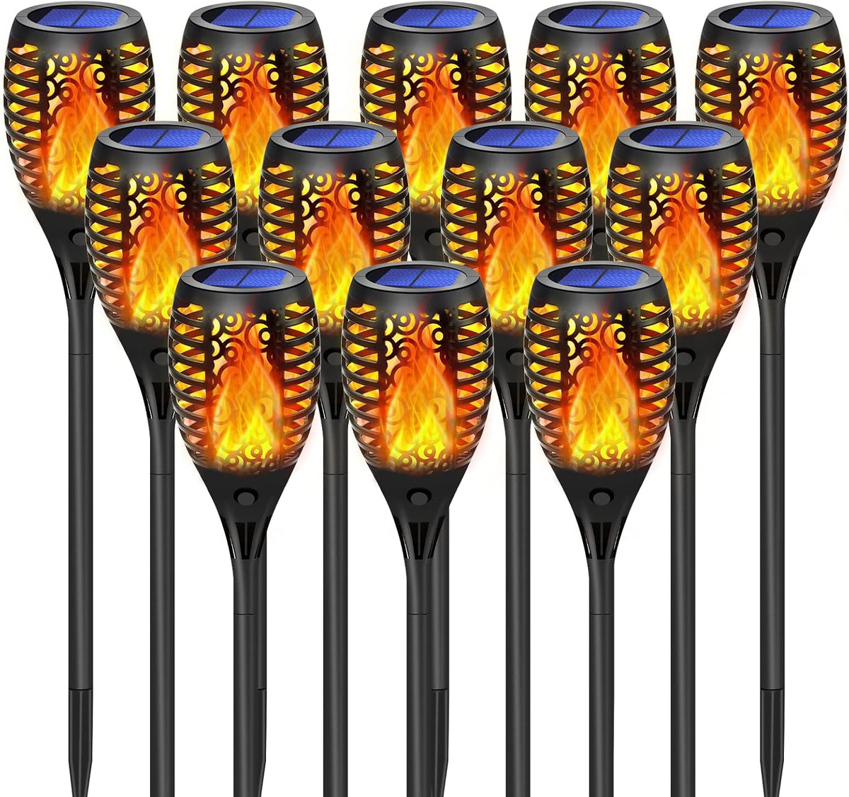 12 Pack Solar Torch Lights with Flickering Flame E63211