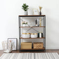 Brown Metal and Wood 4 Shelf Bookcase L951
