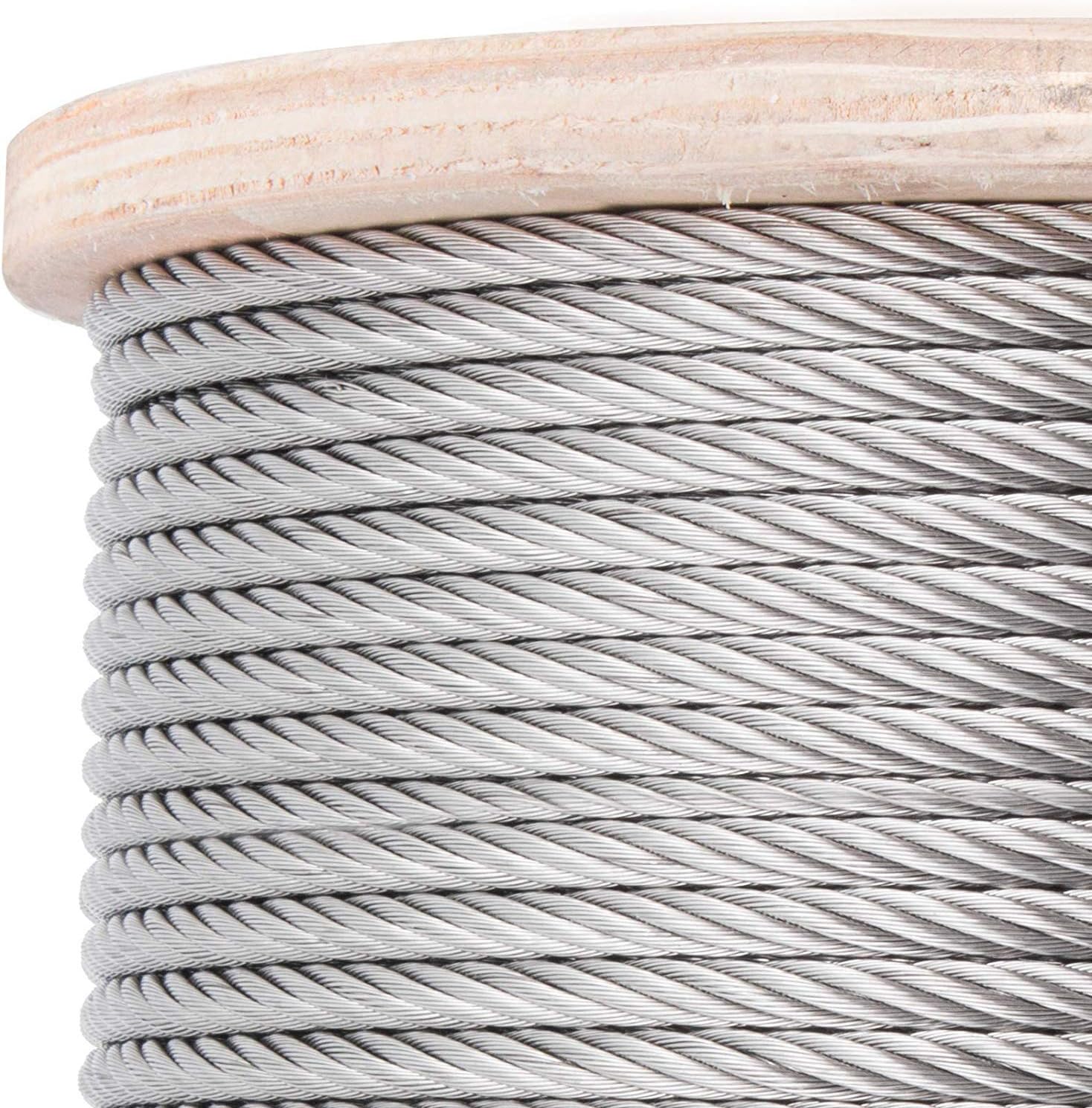 3/16 Inch 7x19 Stainless Steel Aircraft Cable Reel 500FT T316 Wire Rope J50990