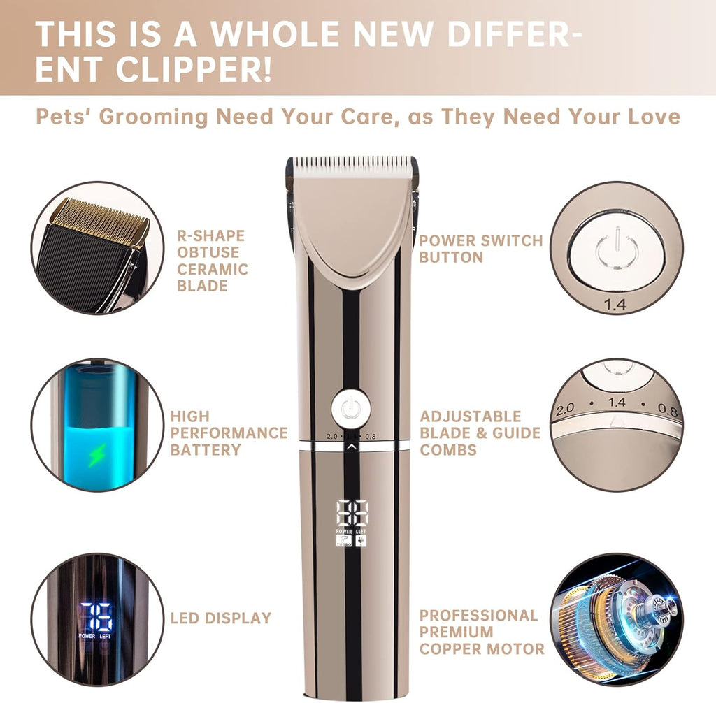 Cordless Dog Clippers for Grooming Pet Hair Trimmer, Rechargeable Electric Shaver, Pack of 2 E742