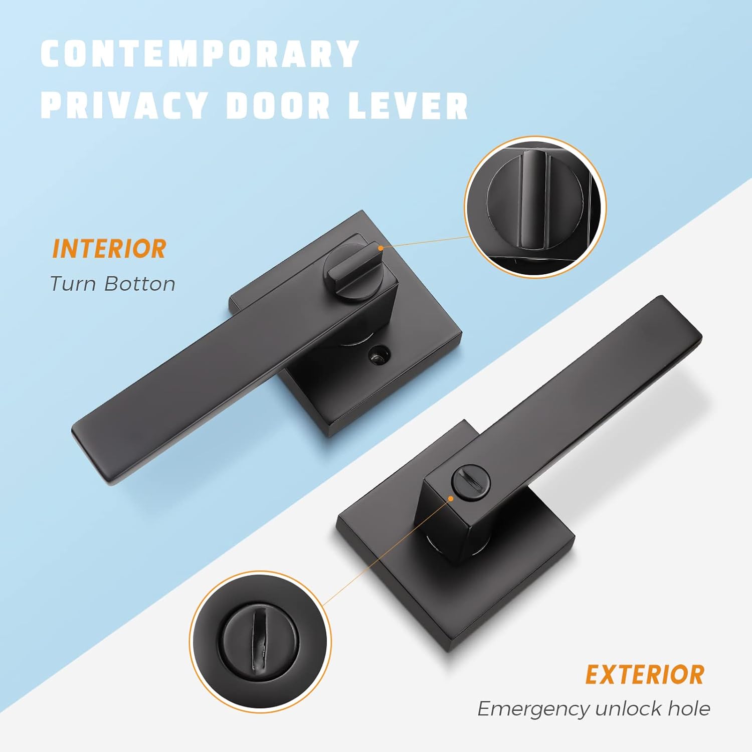 6 Pack Matte Black Door Lever Lockset V493