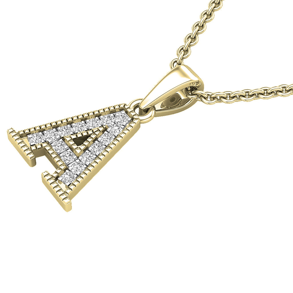 0.10 Carat Round White Diamond Initial Pendant, 10K Yellow Gold N763