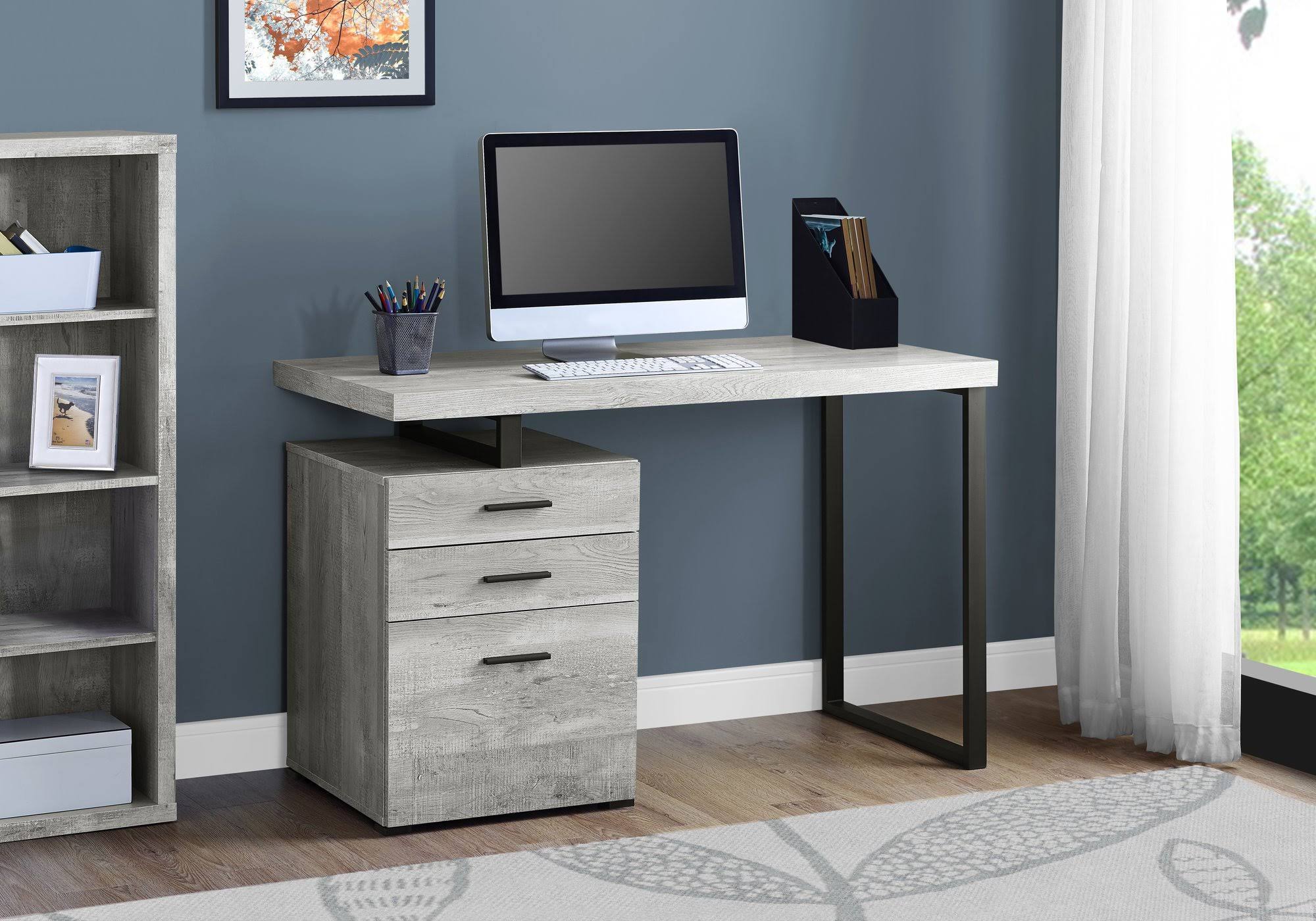 Brown Black Particle Board Metal Computer Desk W293455