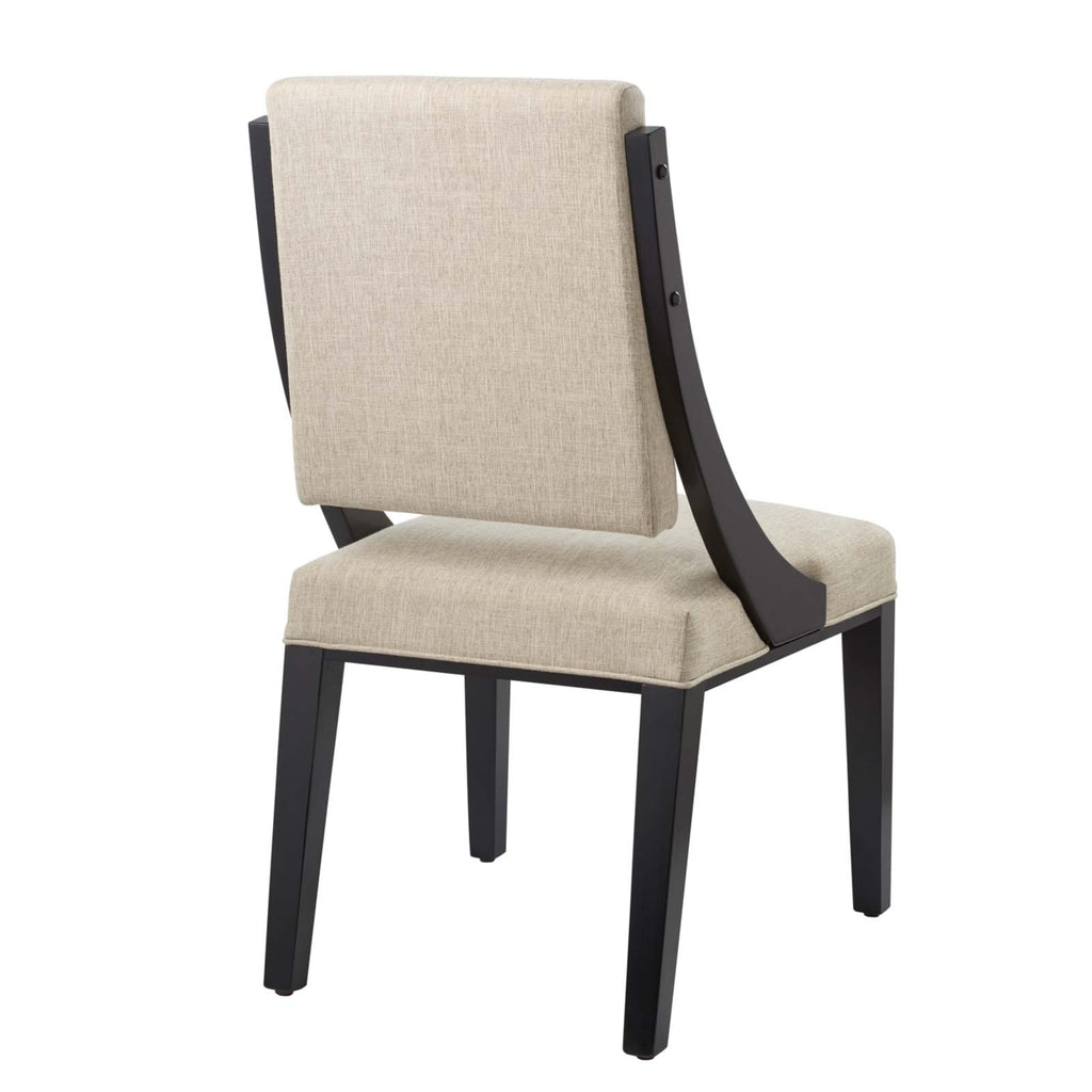 Beige Solid Wood and Fabric Dining Chairs Set of 2 O322