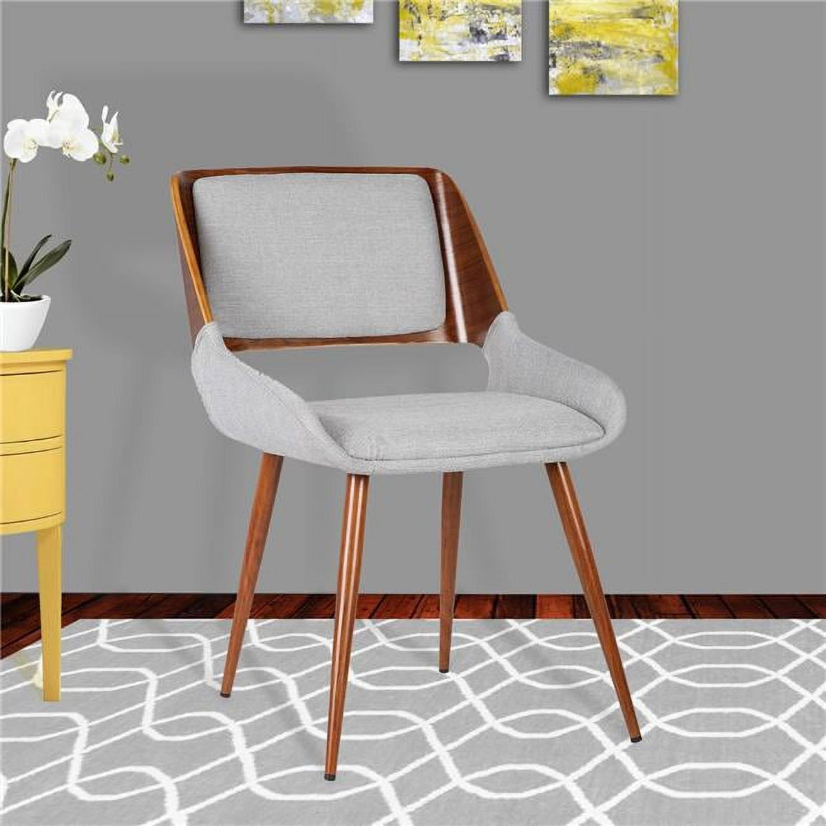 Gray Fabric Mid-Century Dining Chair P4347