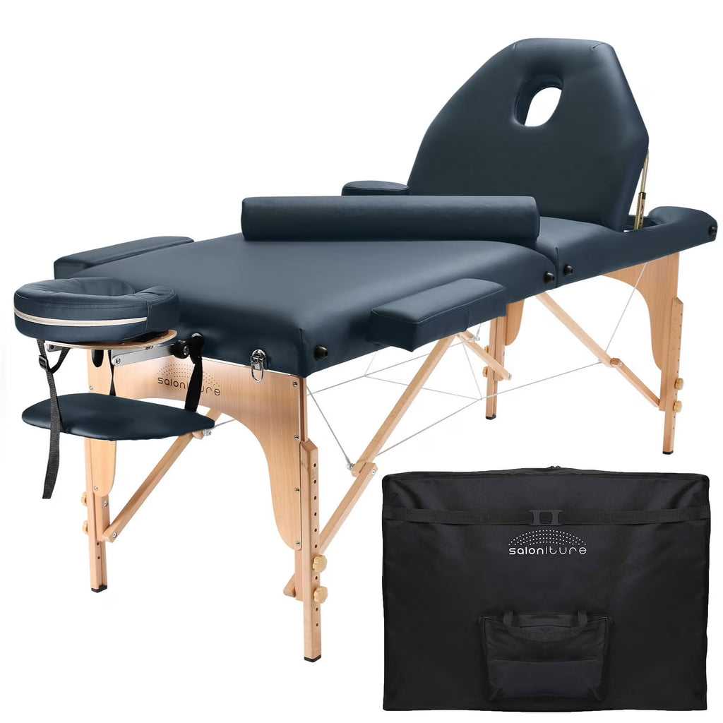 Blue Portable Massage Table with Backrest F644