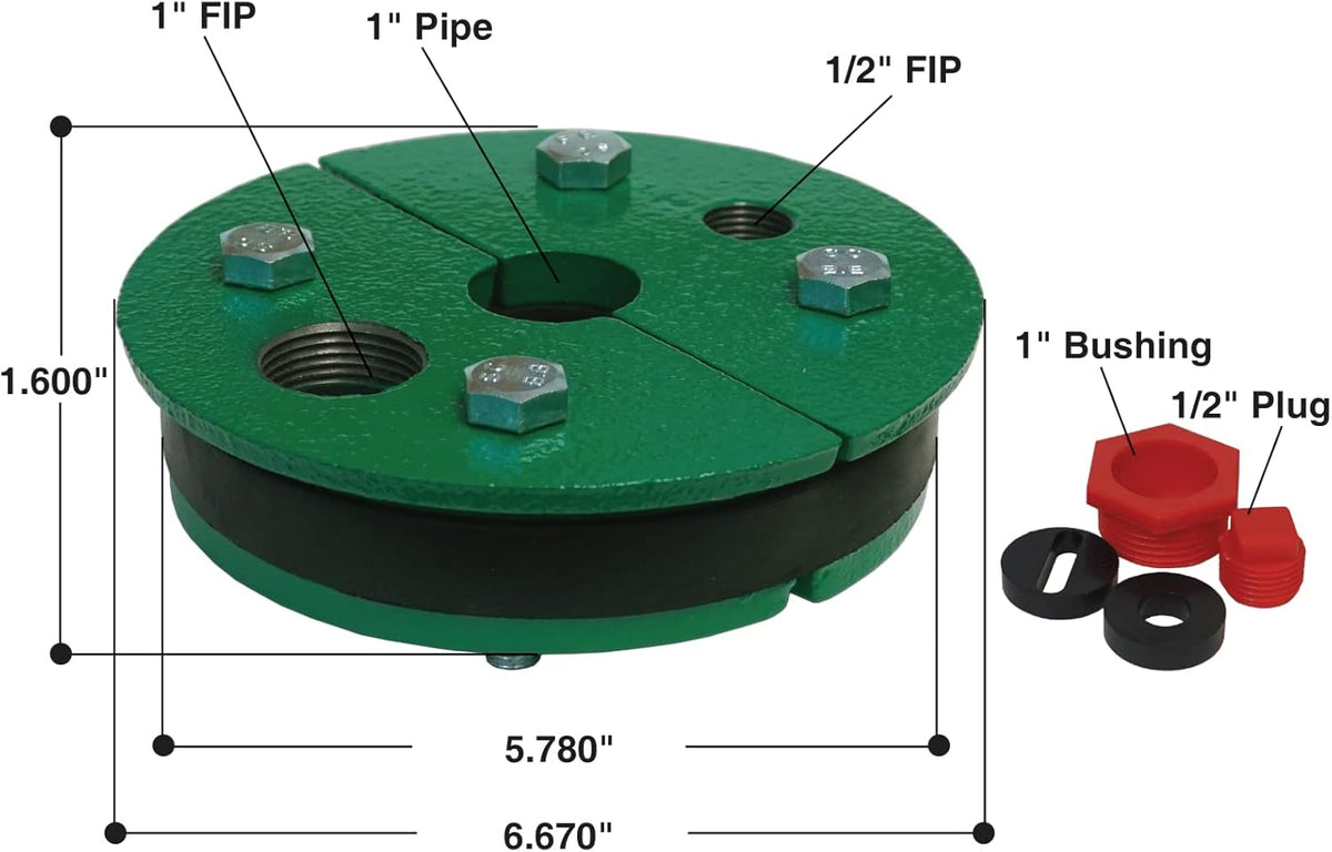 6 Cast Iron Well Seal with Split Top Plate I9146