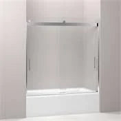 Frameless Sliding Bath Door with Frosted Glass, Bright Silver O618864