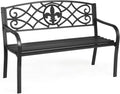 50 inch Heavy-Duty Metal Patio Bench with Pattern Backrest G6145