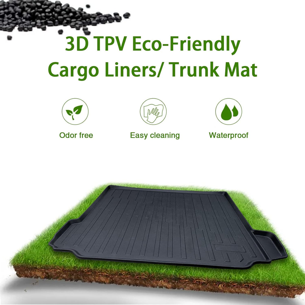 Black TPV Rear Trunk Cargo Mat Pack of 2 Q3904