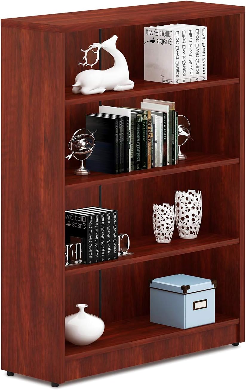 Mahogany 4-Shelf Wood Bookcase M54091