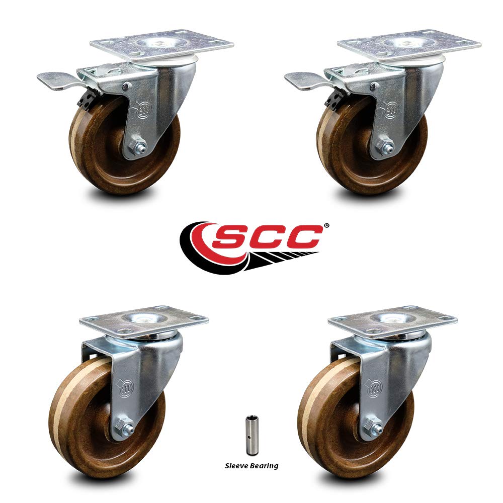 4” x 1.5 Brown High Temperature Phenolic Wheels Caster Set of 4 H52610
