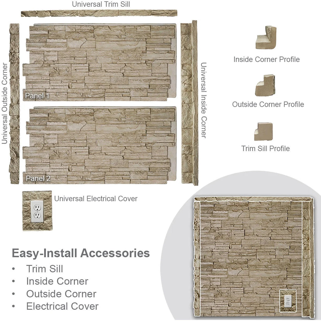 Canyon Brown Faux Stone Siding Panel H386081