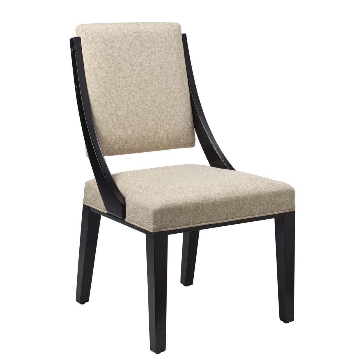 Beige Solid Wood and Fabric Dining Chairs Set of 2 O322