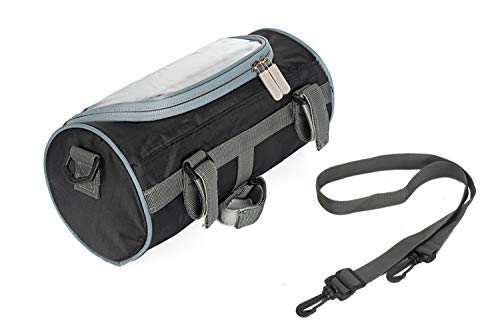 Waterproof Bicycle Handlebar Bag with Transparent Pouch Touch Screen, Large-Capacity Front Pack (Black L size) K595613