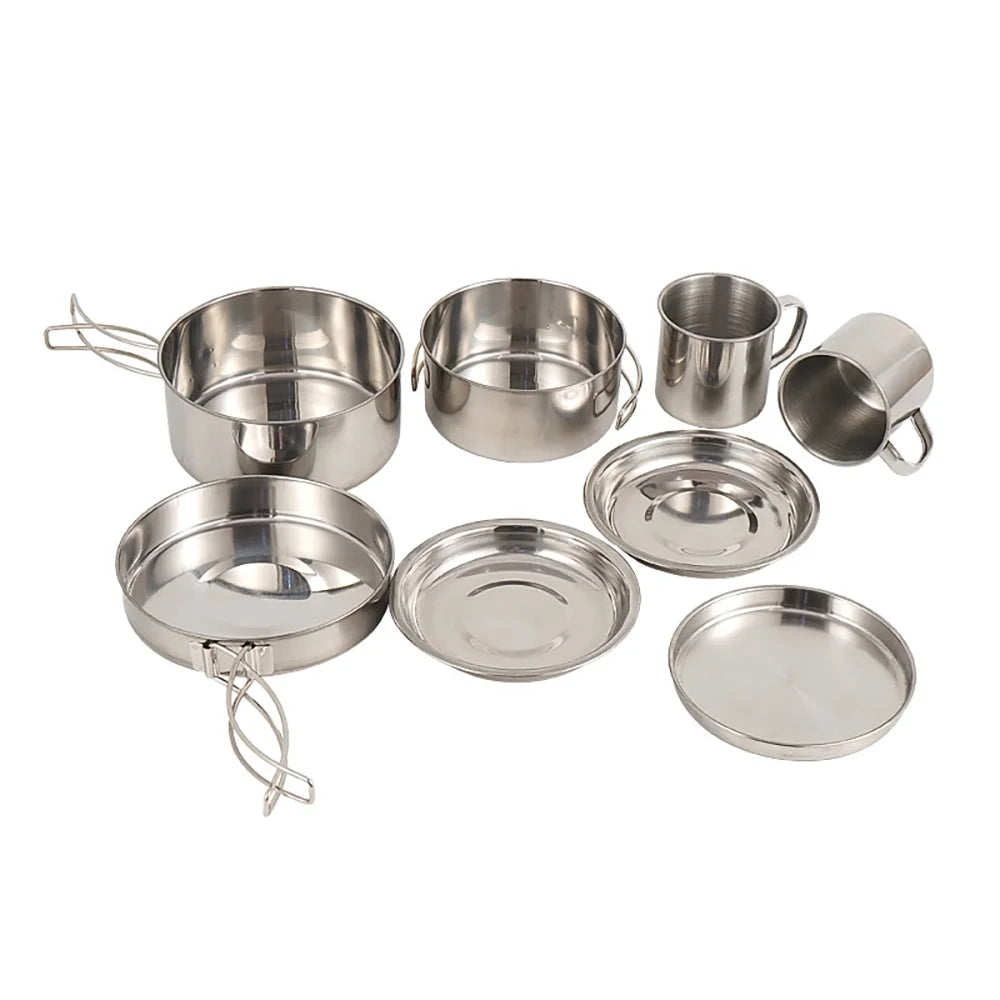 8PCS Stainless Steel Camping Cookware Mess Kit V166283