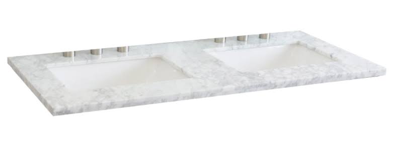 49 inch Carrara Marble Countertop with Double Rectangular Sink H9429