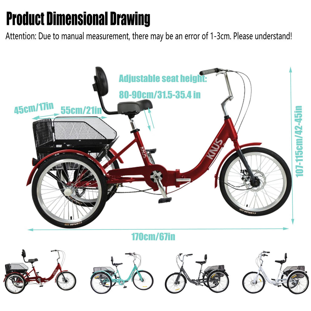 Adult Tricycle Road Bike with Shopping Basket C2168