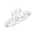 14K White Gold Moissanite Solitaire Engagement Ring with Side Stones L915543
