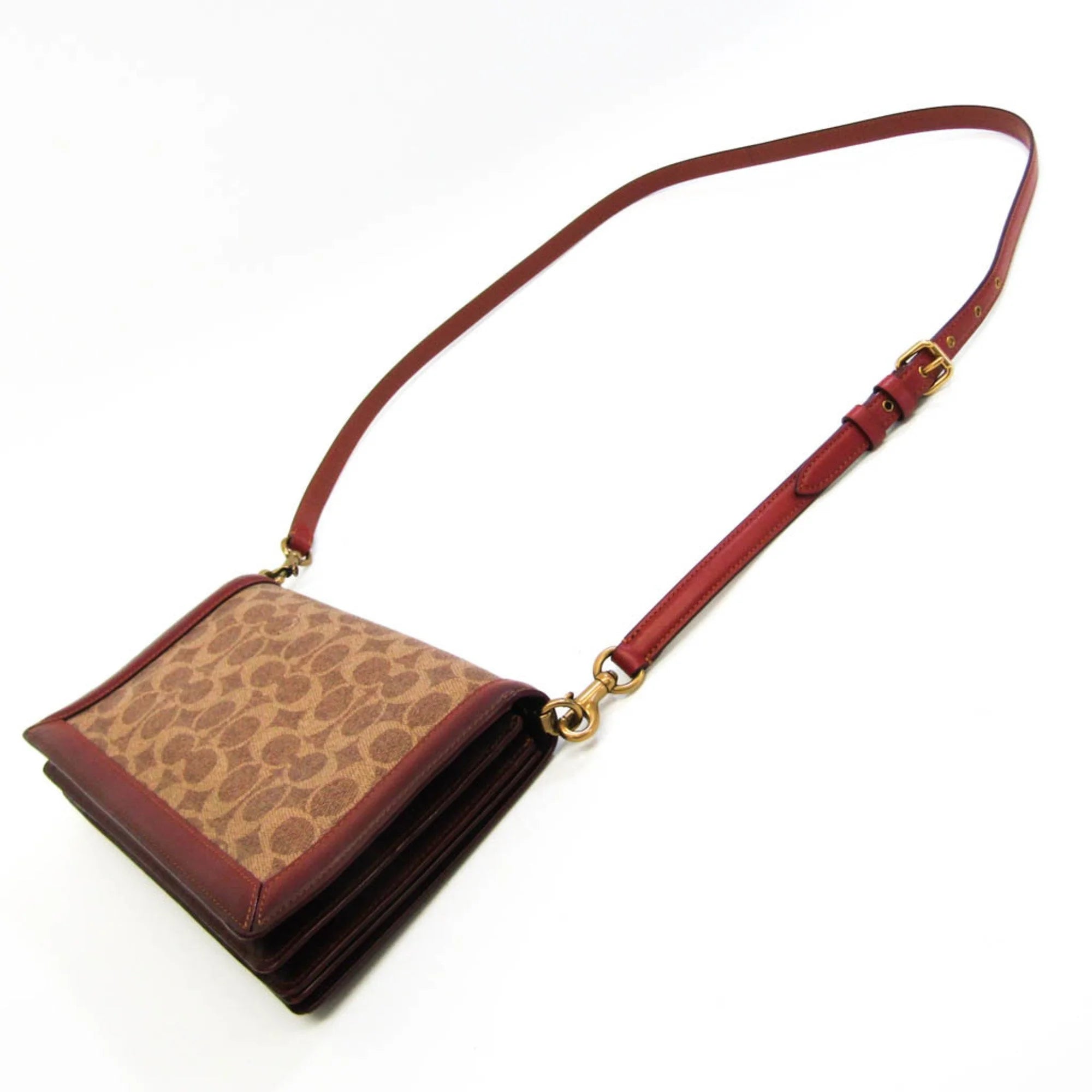 Beige Brown Leather Shoulder Bag E283