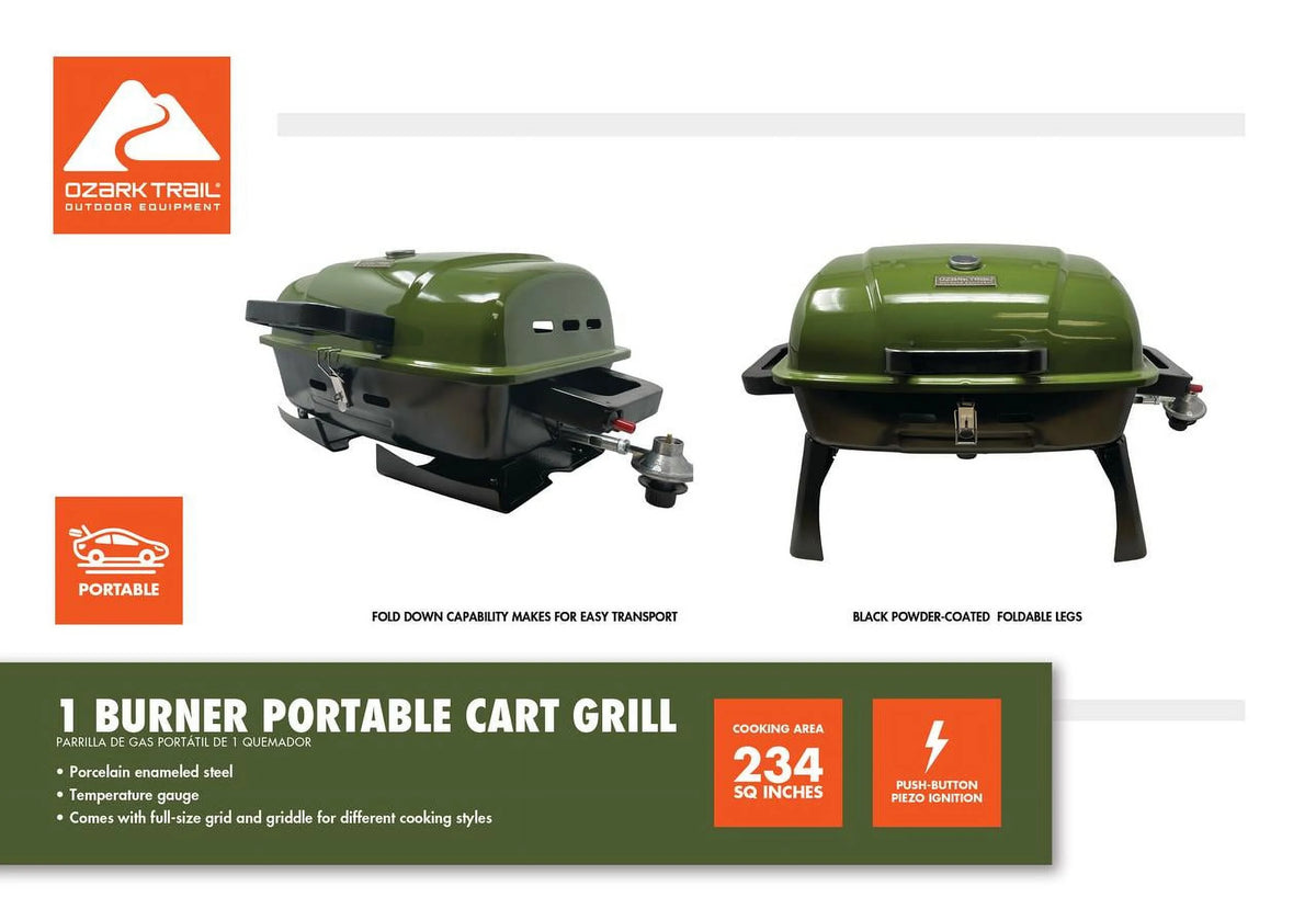 Portable 1 Burner Propane Grill with Interchangeable Griddle Plate I868872