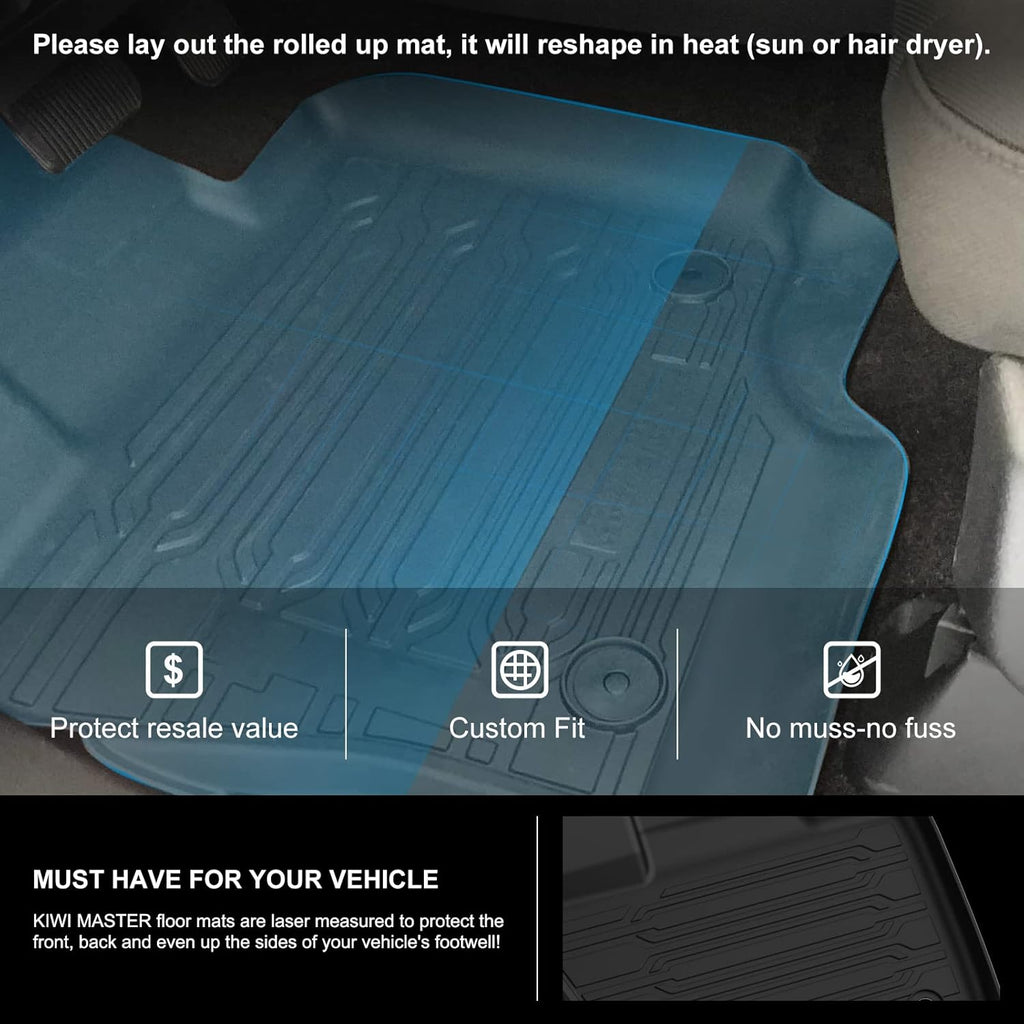 F150 Floor Mats for 2021 2022 Ford F-150 SuperCrew Cab All Weather Custom Fit Liners with Under Seat Lux Box A62673