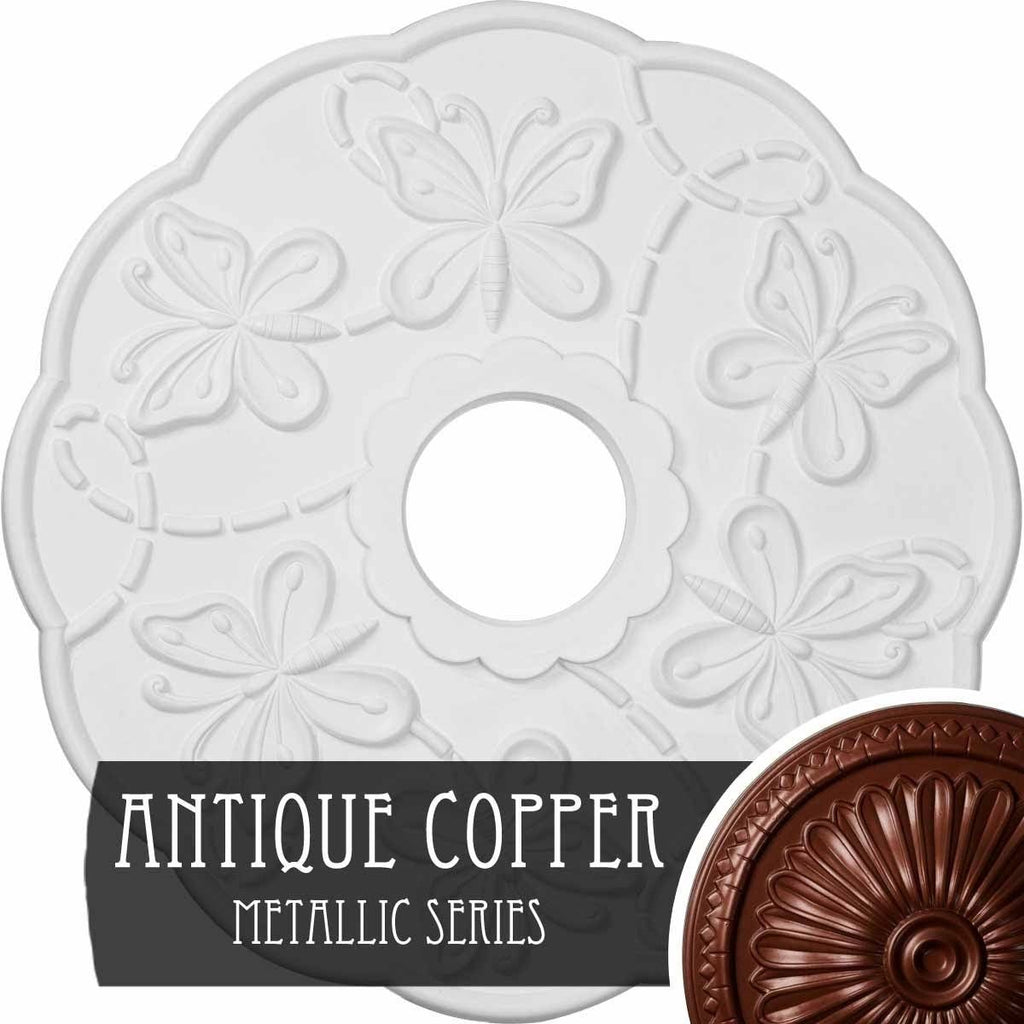 Hand-Painted Hickory Butterfly Ceiling Medallion T717