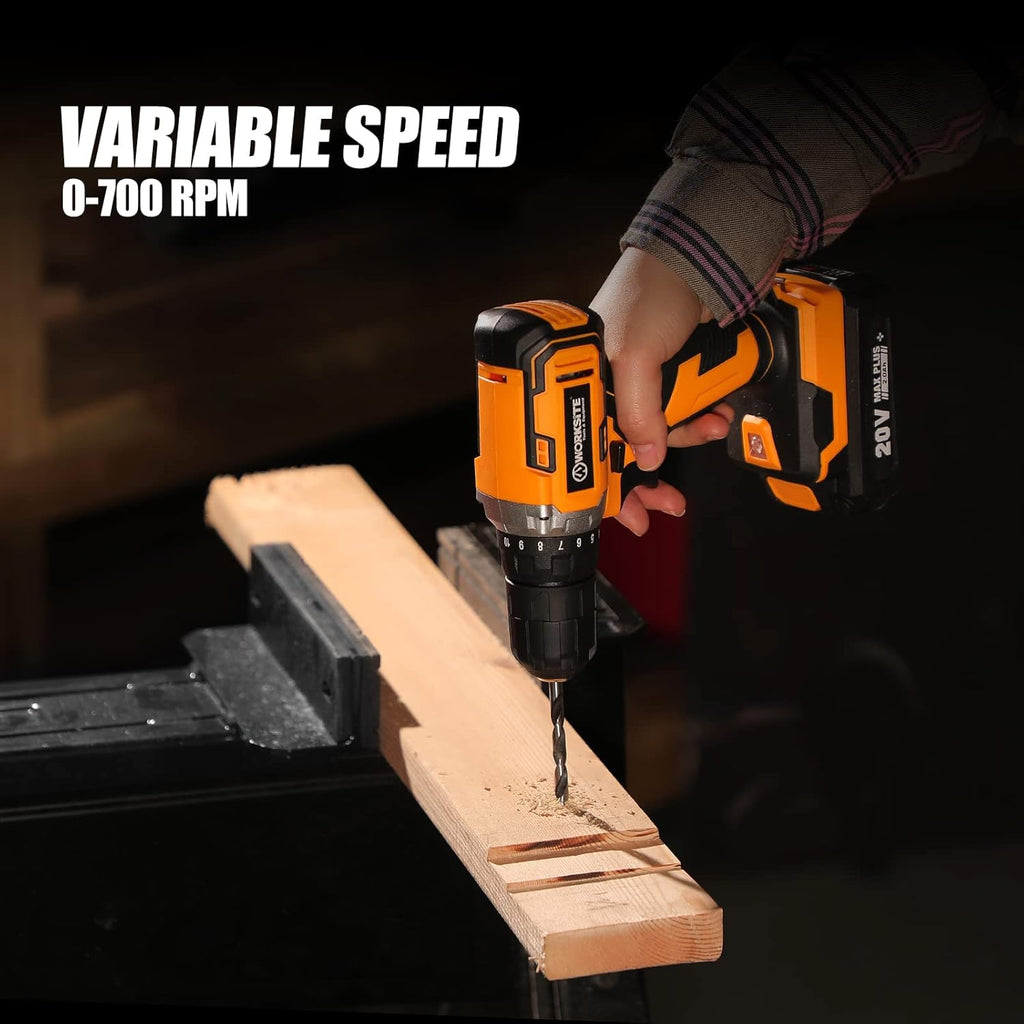 Cordless Drill/Driver Kit, 20V MAX 3/8" Compact Drill Set with 2.0A Battery, Charger, 24pcs Accessories H41655