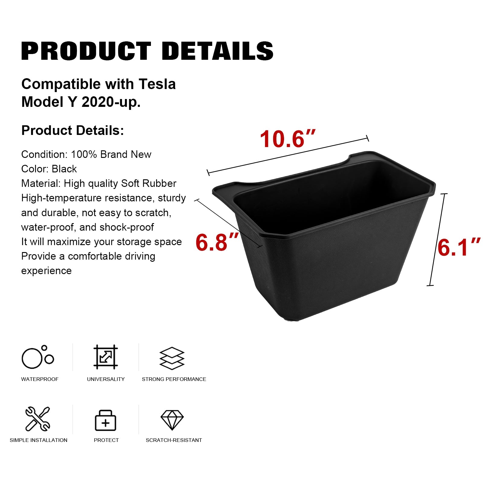 Interior Center Console Storage Box Organizer Trash Can G711
