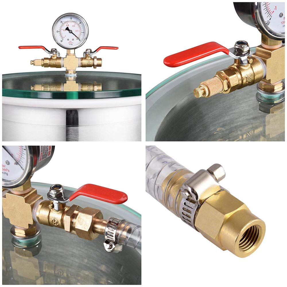 5 Gallon Stainless Steel Vacuum Chamber with Tempered Glass Lid J291037