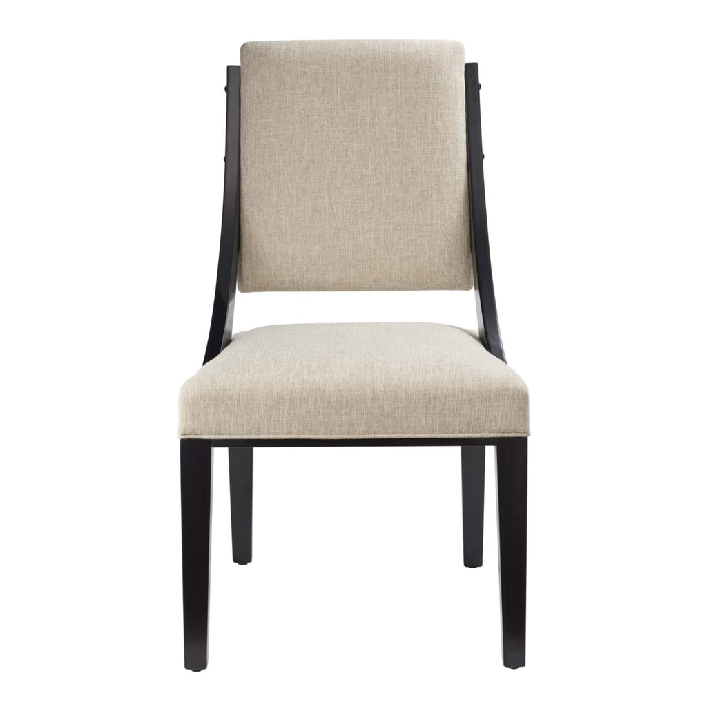 Beige Solid Wood and Fabric Dining Chairs Set of 2 O322