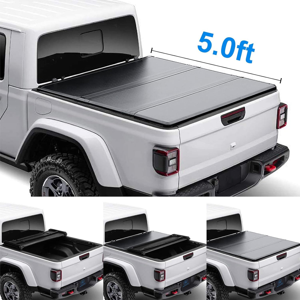 Black Hard Tri-Fold Truck Bed Tonneau Cover for Ford Ranger 5' Bed Z6650