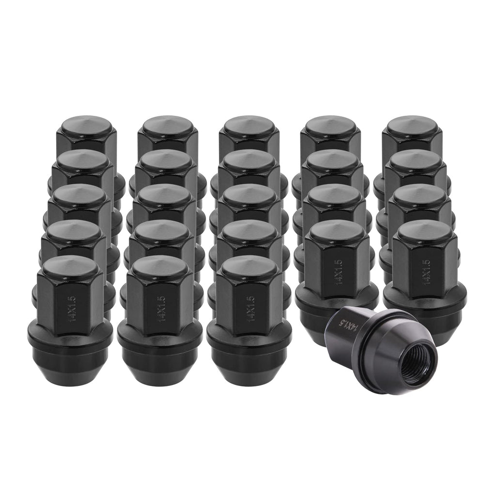 24pcs Black Cone Seat Lug Nuts M14x1.5 F191137