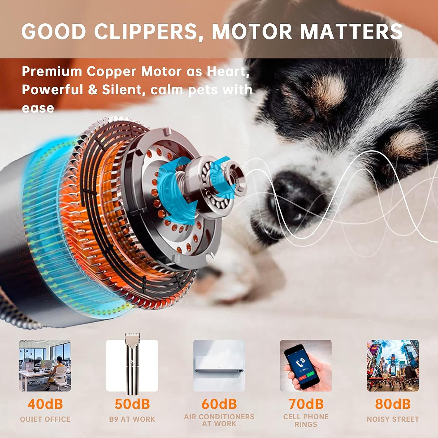 Cordless Dog Clippers for Grooming Pet Hair Trimmer, Rechargeable Electric Shaver, Pack of 2 E742