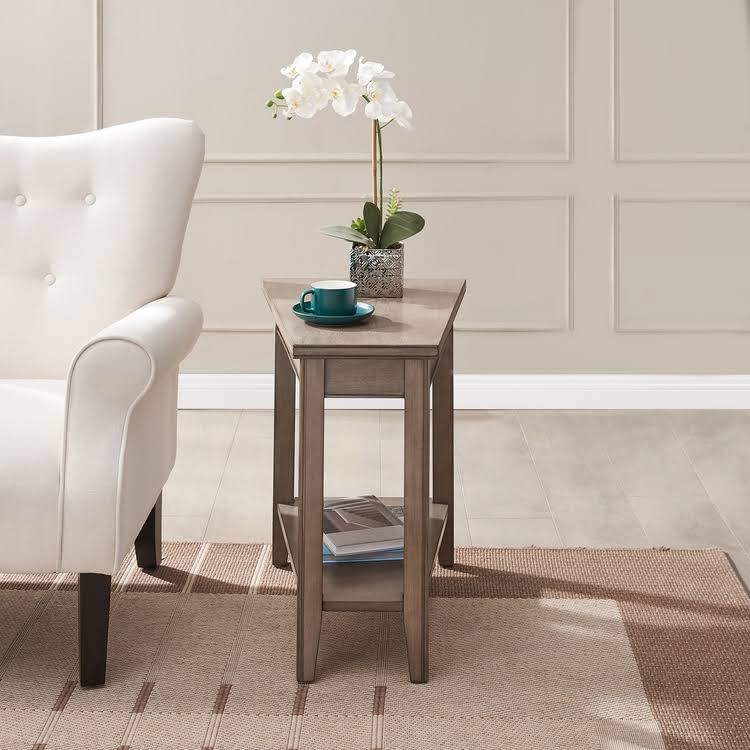 Gray Wedge Side Table with Shelf G526864