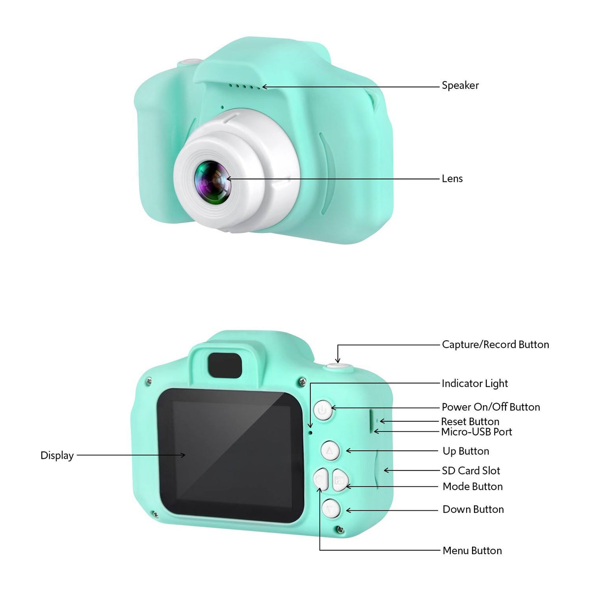 Green 2-Pack 1080p Digital Kids Camera with 32GB SD Card F47943