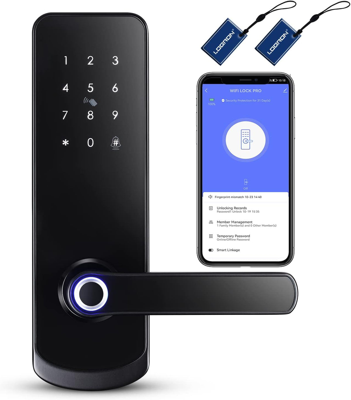 Smart Fingerprint Door Lock with Wi-Fi Touchscreen Keypad Deadbolt T2813