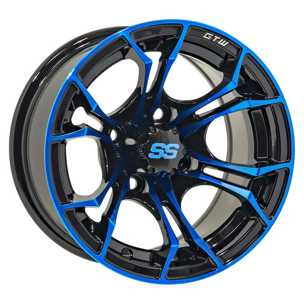 Blue/Black Aluminum Golf Cart Wheel X8092