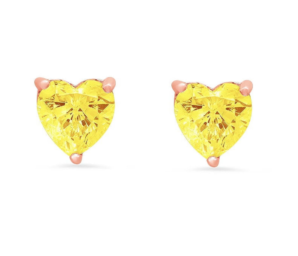 1.0 ct Heart Cut Solid 18K Rose Gold Earrings K720