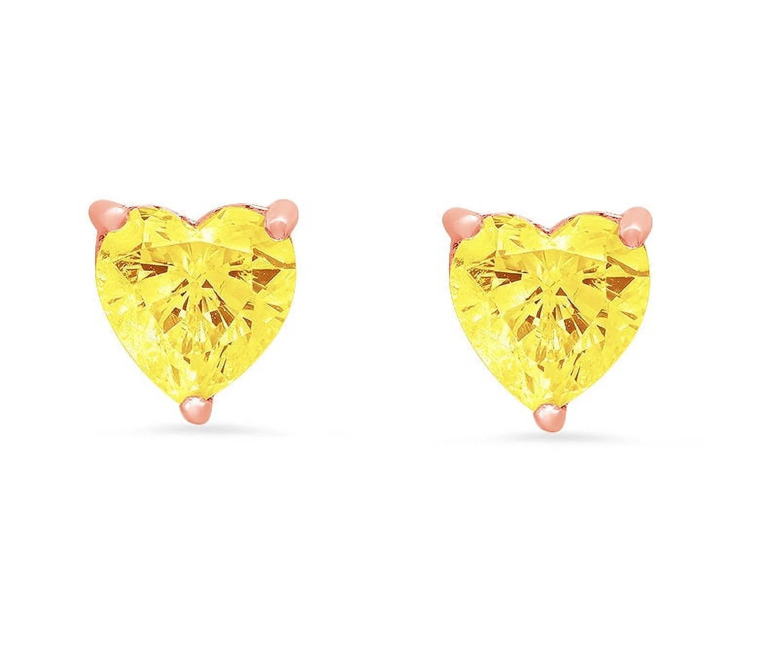 1.0 ct Heart Cut Solid 18K Rose Gold Earrings K720