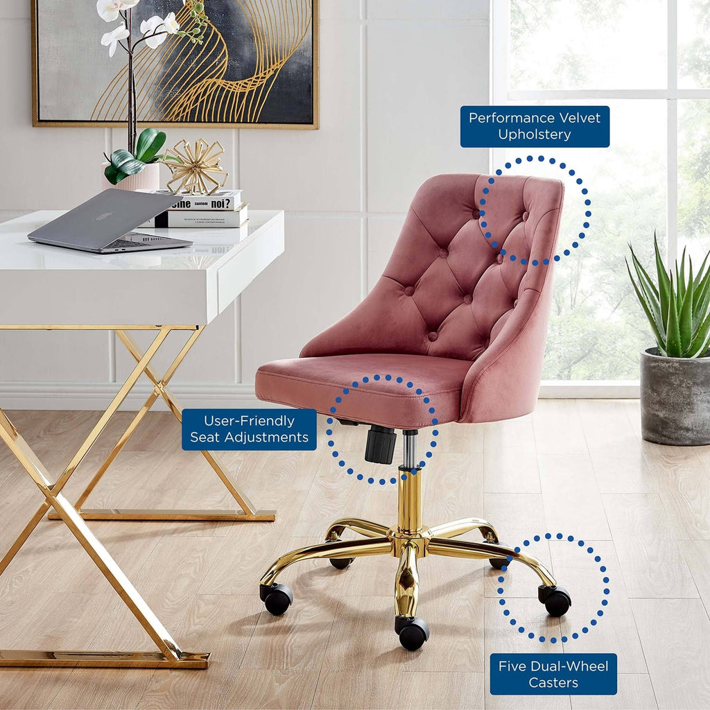 Gold Gray Velvet Swivel Office Chair V58624