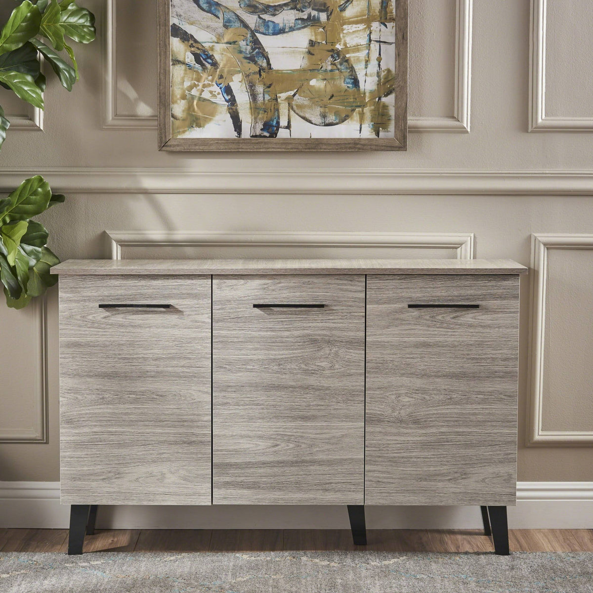 Gray Oak Fiberboard Cabinet N830