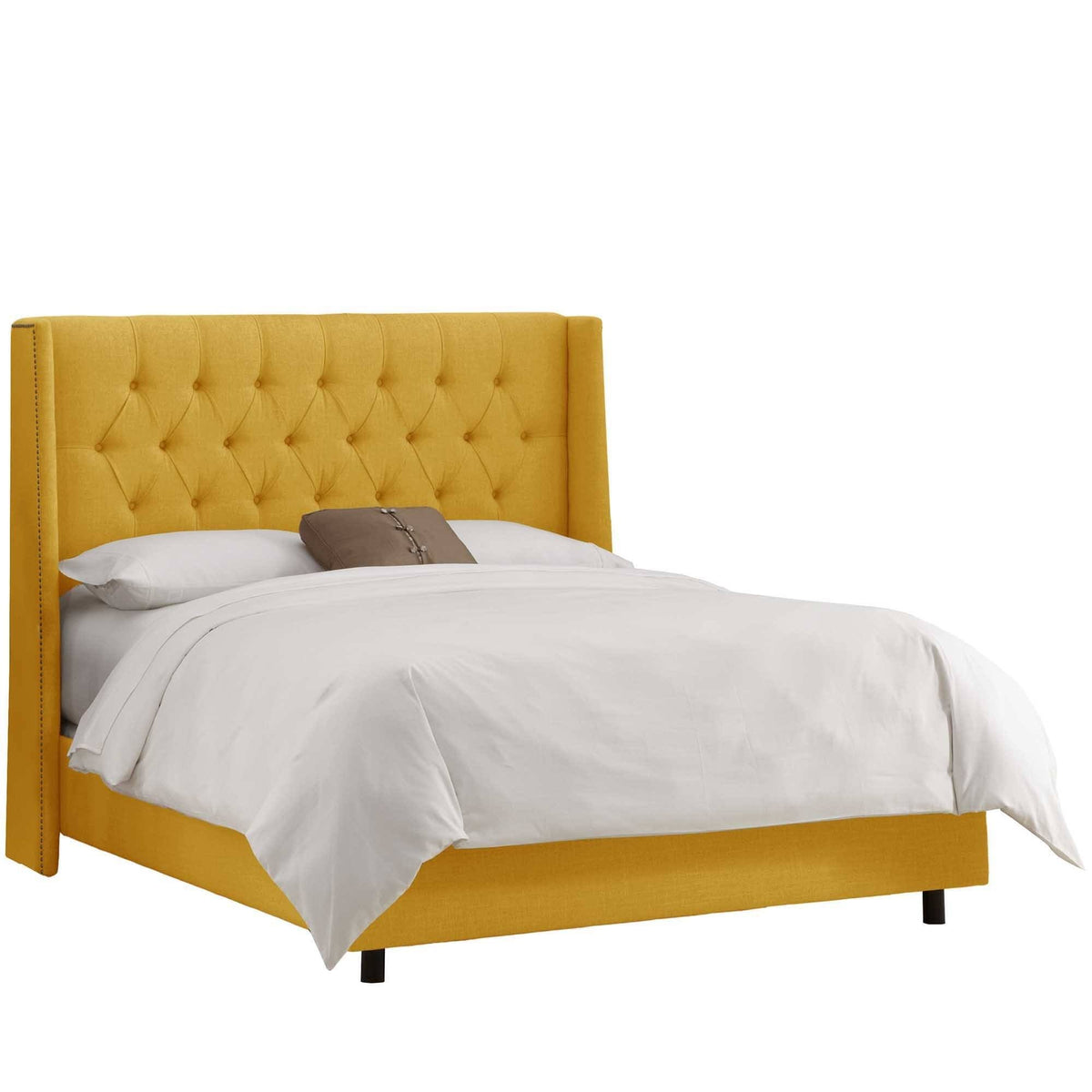 Linen Tufted Wingback Bed, Full, Gray G384625
