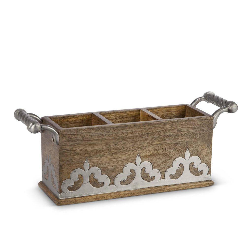 Wood and Metal Flatware Caddy O9532
