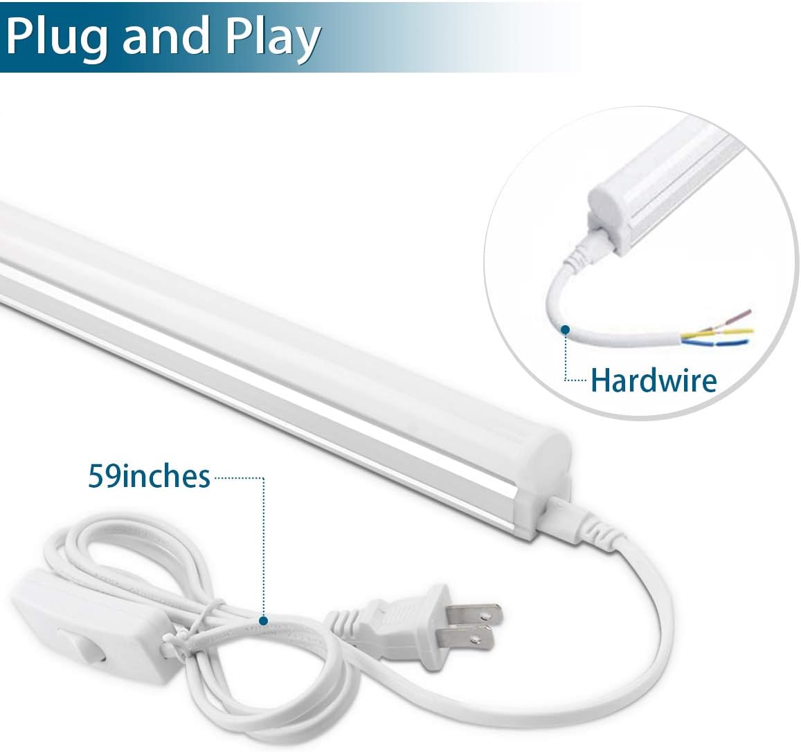LED T5 Integrated Single Fixture, 4FT, 2200lm, 4000K, 20W, Utility Shop Light L55851