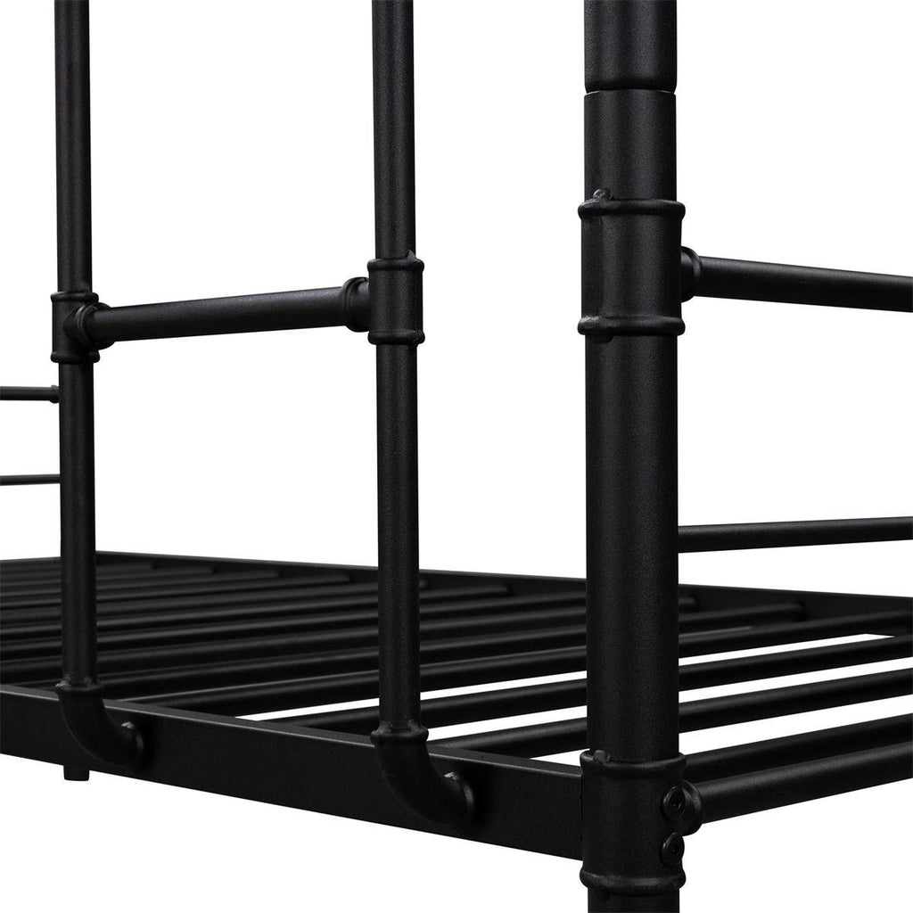 Black Metal and Wood Twin Over Twin Bunk Bed L7901